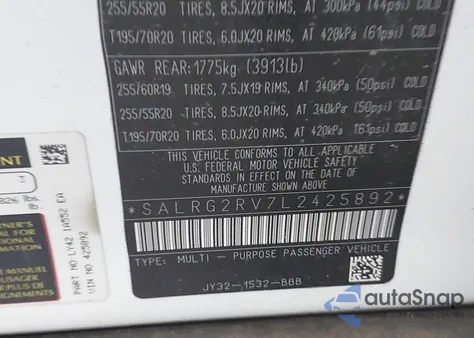 2020 Land Rover Discovery Se from USA, damaged, VIN SALRG2RV7L2425892